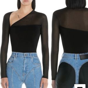 SOLD!!! Mugler Asymmetrical Illusion Mesh Top